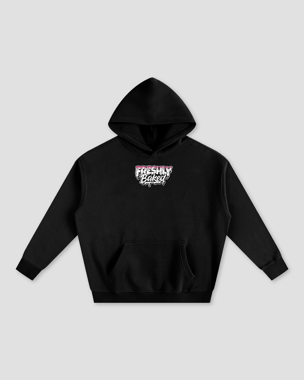 Freshly Baked Logo Oversized Heavy Fleeced Hoodie - Black