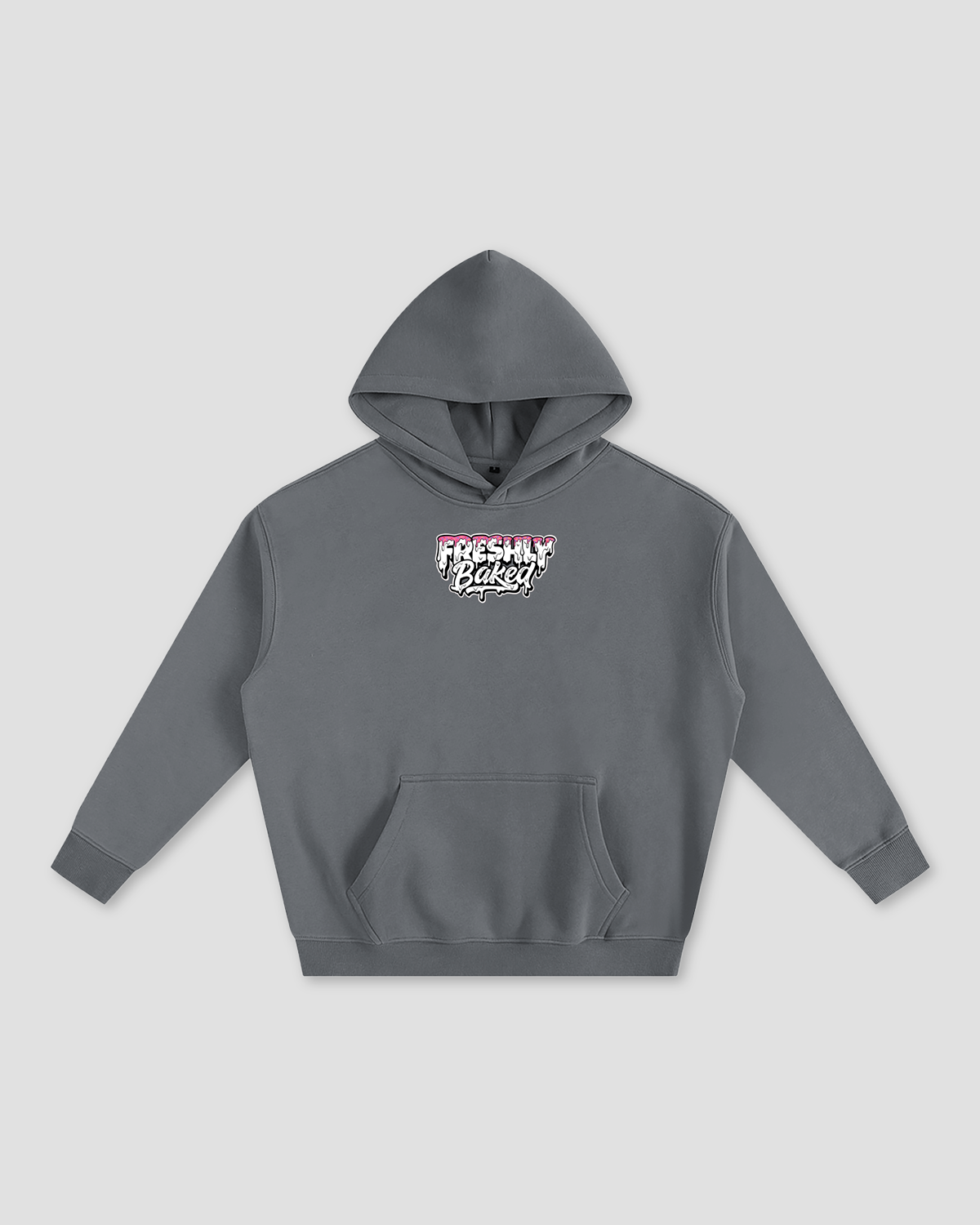 Freshly Baked Logo Oversized Heavy Fleeced Hoodie - Grey