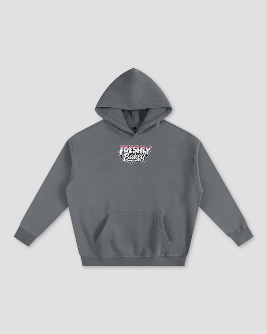 Freshly Baked Logo Oversized Heavy Fleeced Hoodie - Grey