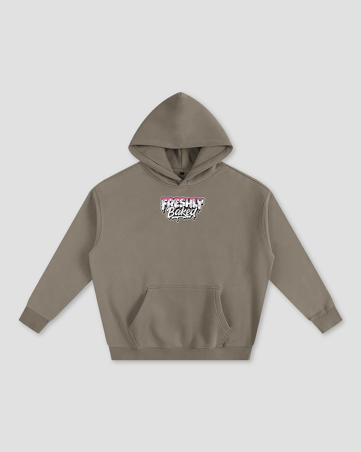 Freshly Baked Logo Oversized Heavy Fleeced Hoodie - Grey Coffee