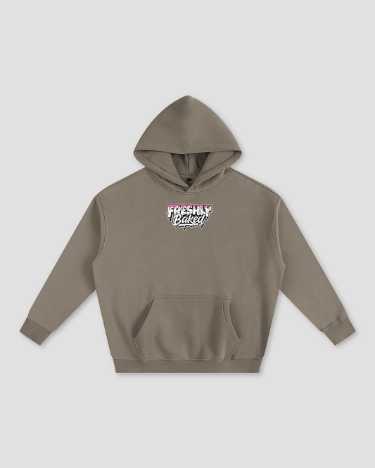 Freshly Baked Logo Oversized Heavy Fleeced Hoodie - Grey Coffee