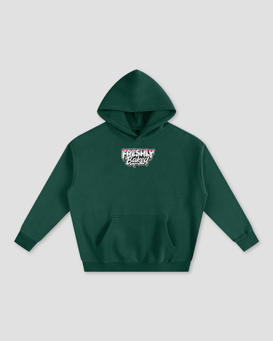 Freshly Baked Logo Oversized Heavy Fleeced Hoodie - Eden Green