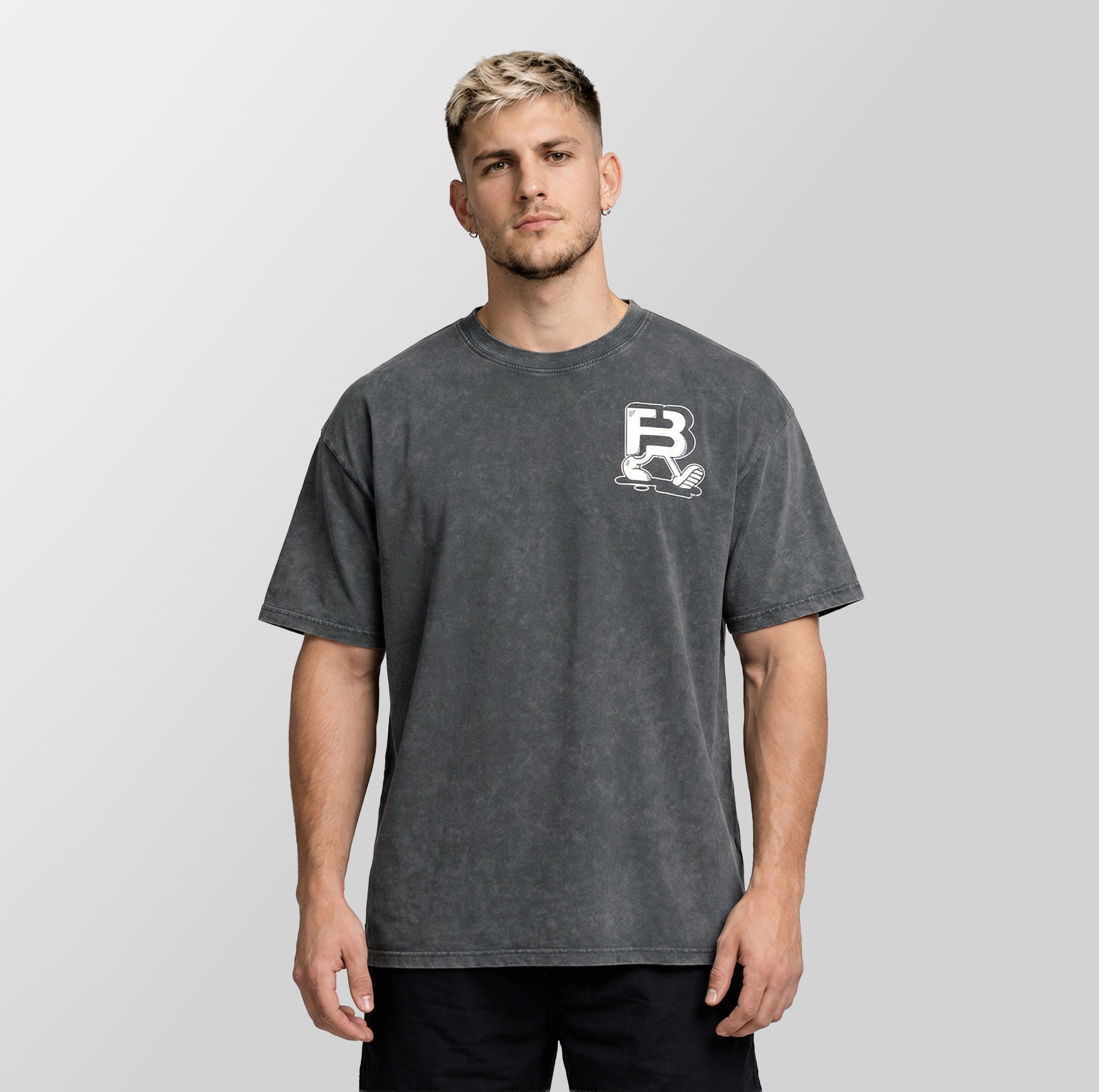 Snow Washed Oversized Cotton Pancakes Grey