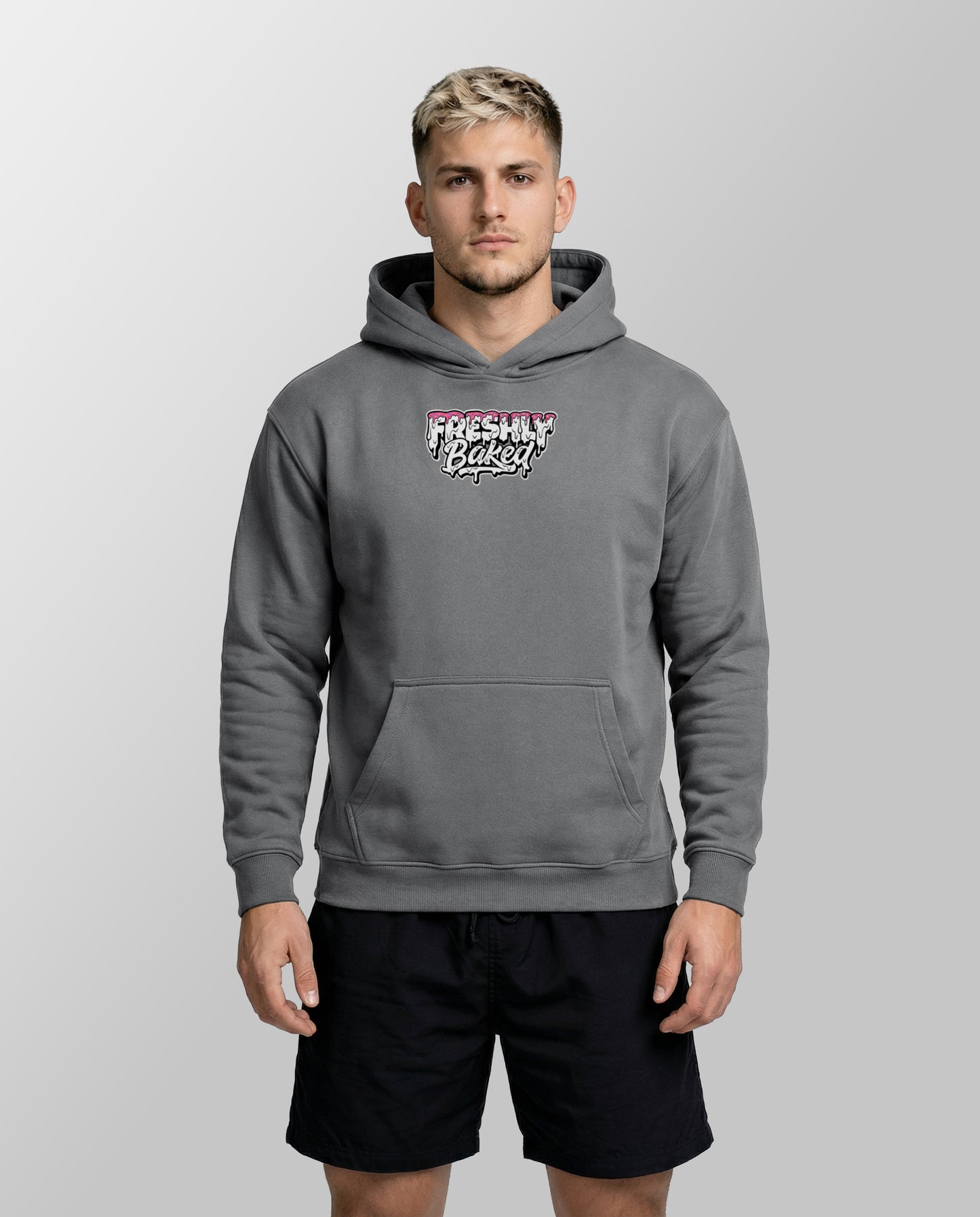 Freshly Baked Logo Oversized Heavy Fleeced Hoodie - Grey