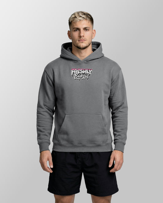 Freshly Baked Logo Oversized Heavy Fleeced Hoodie - Grey