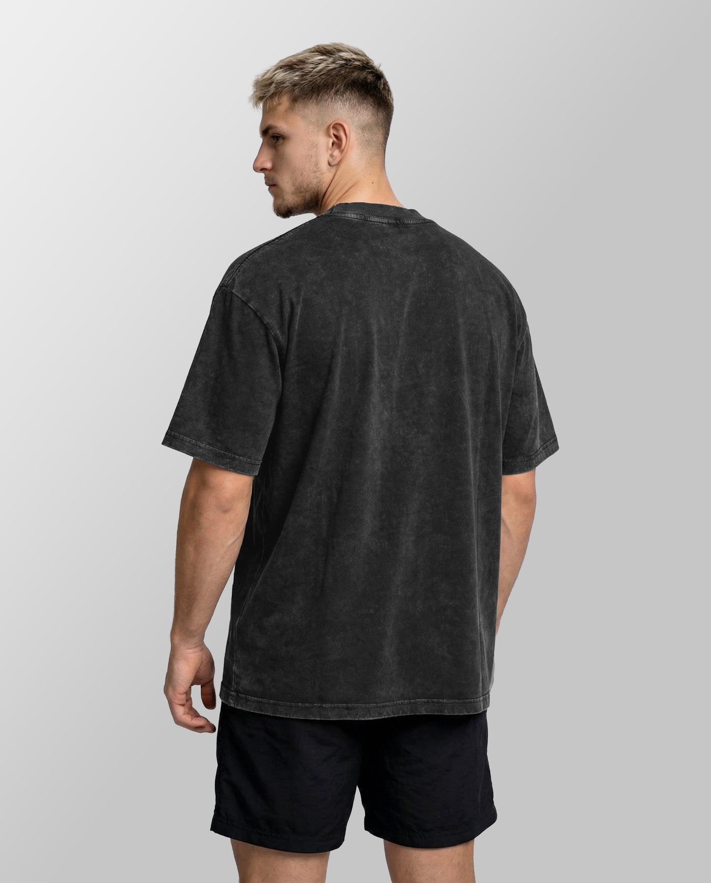 Black Acid Washed Oversized Freshly Baked Logo Tee