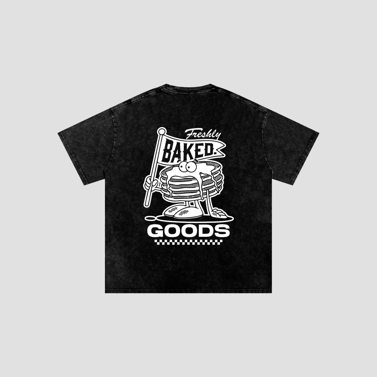 Snow Washed Oversized Cotton Pancakes Black