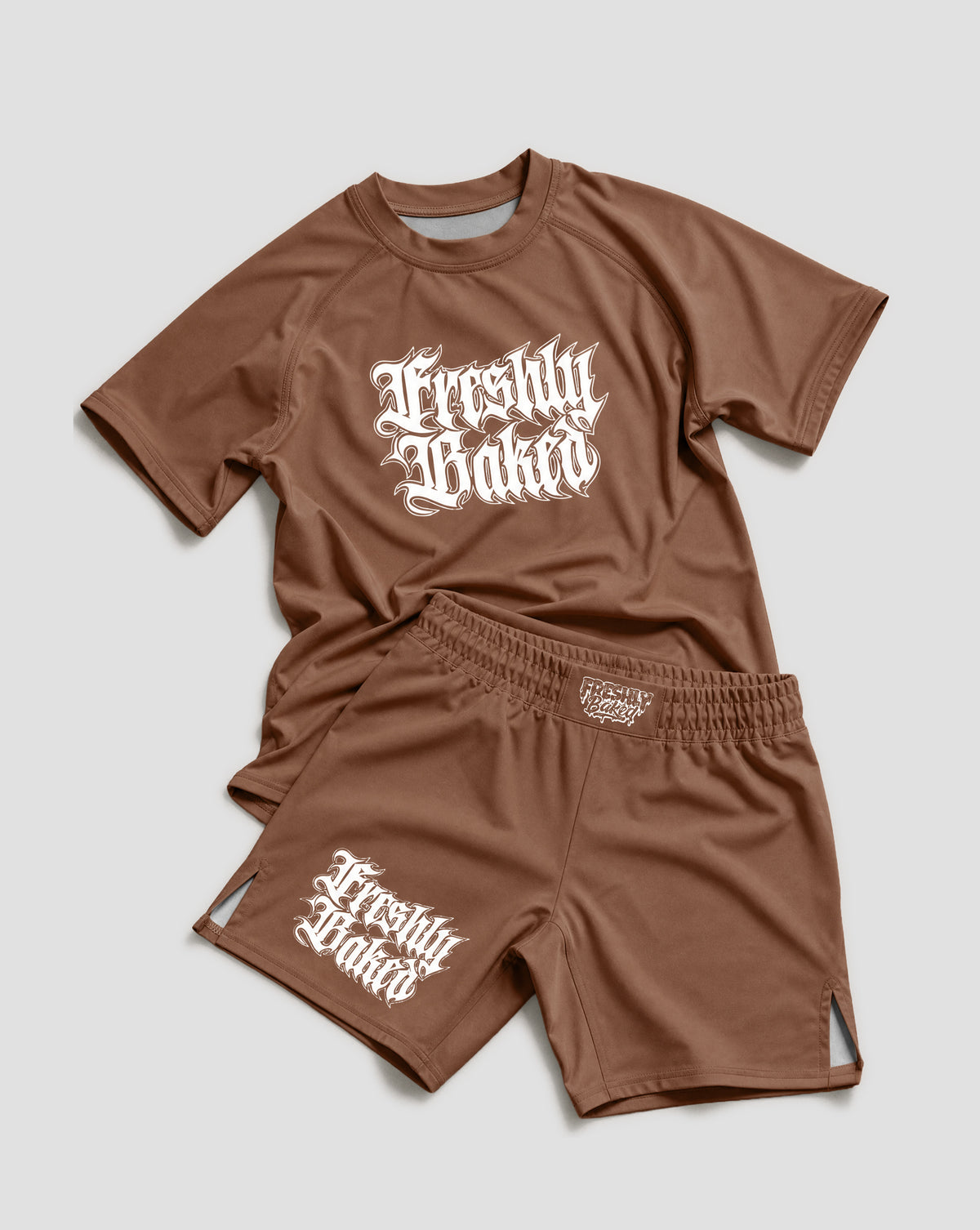 Brown Gothic Logo Shorts