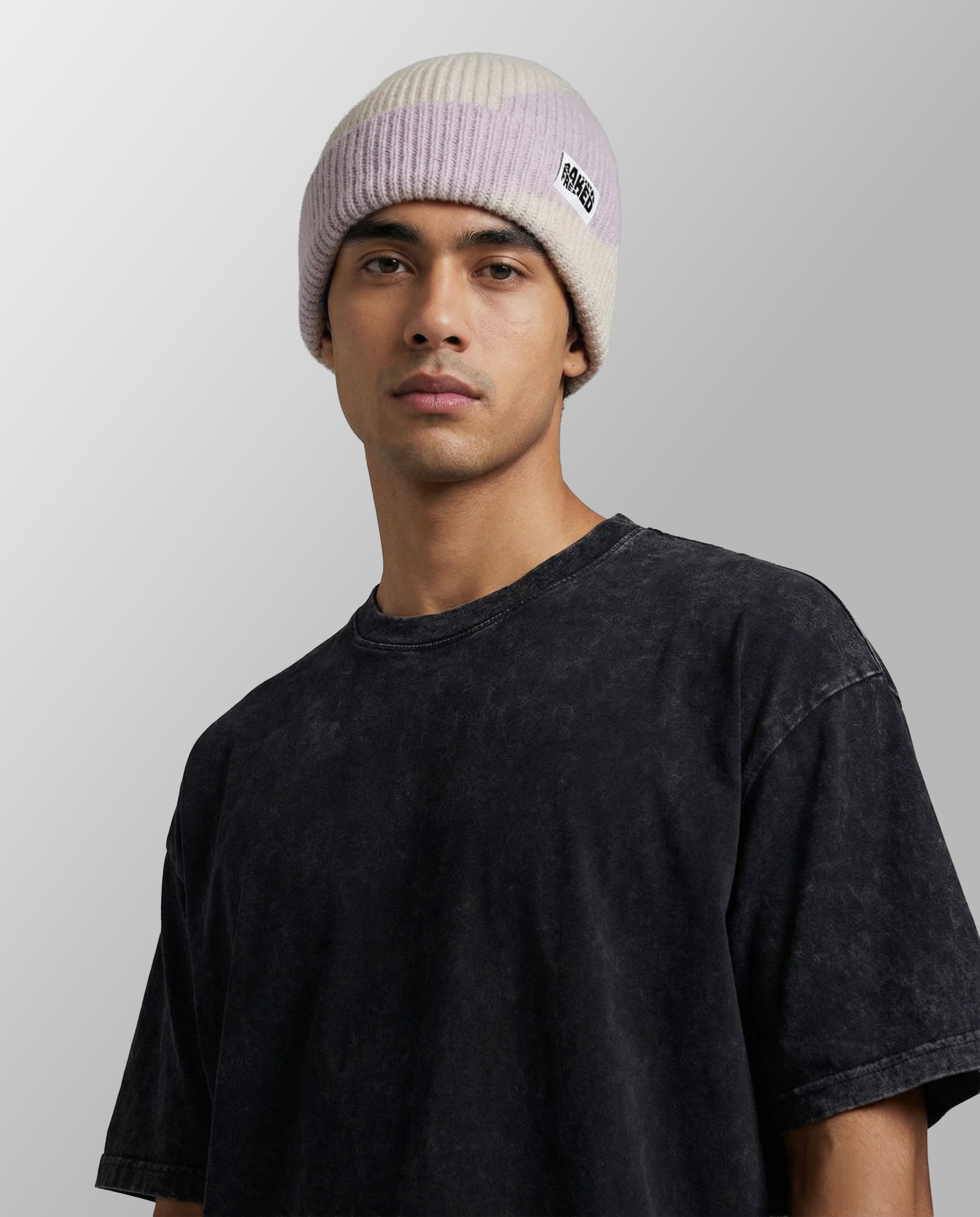 Oversized Wave Beanie Hat - Pink