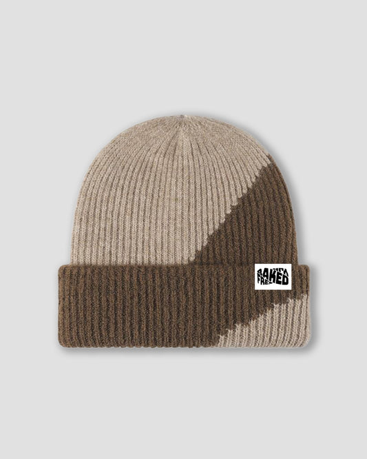 Oversized Wave Beanie Hat - Brown