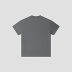 A GREY  short-sleeve t-shirt shown from the back, centered on a light gray background.