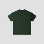 A dark forest green short-sleeve t-shirt shown from the back, centered on a light gray background.
