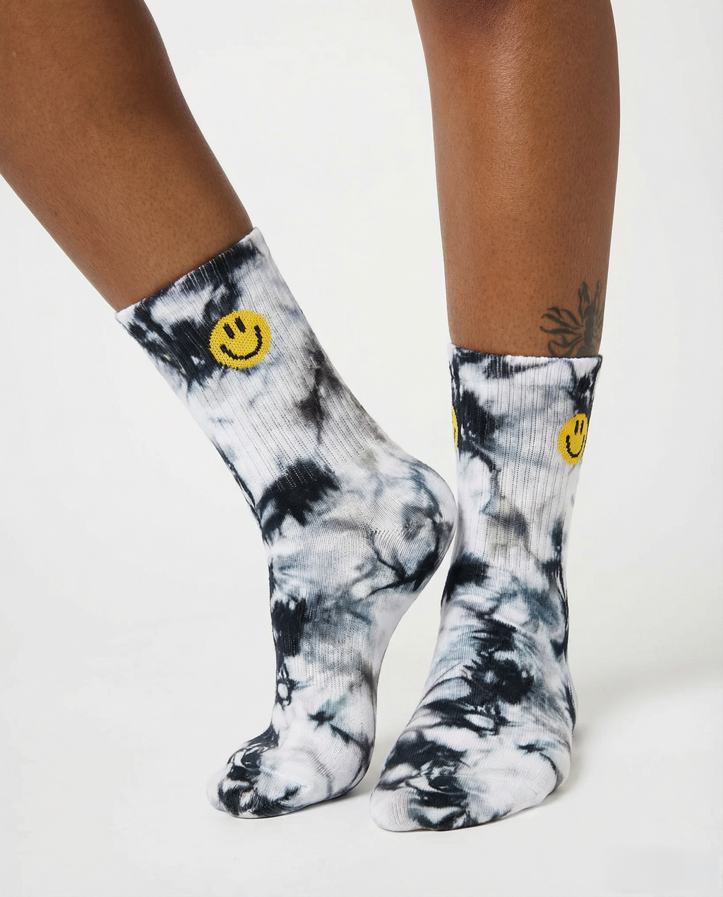 Tie Dye Crew Socks Black and white - Freshly Baked
