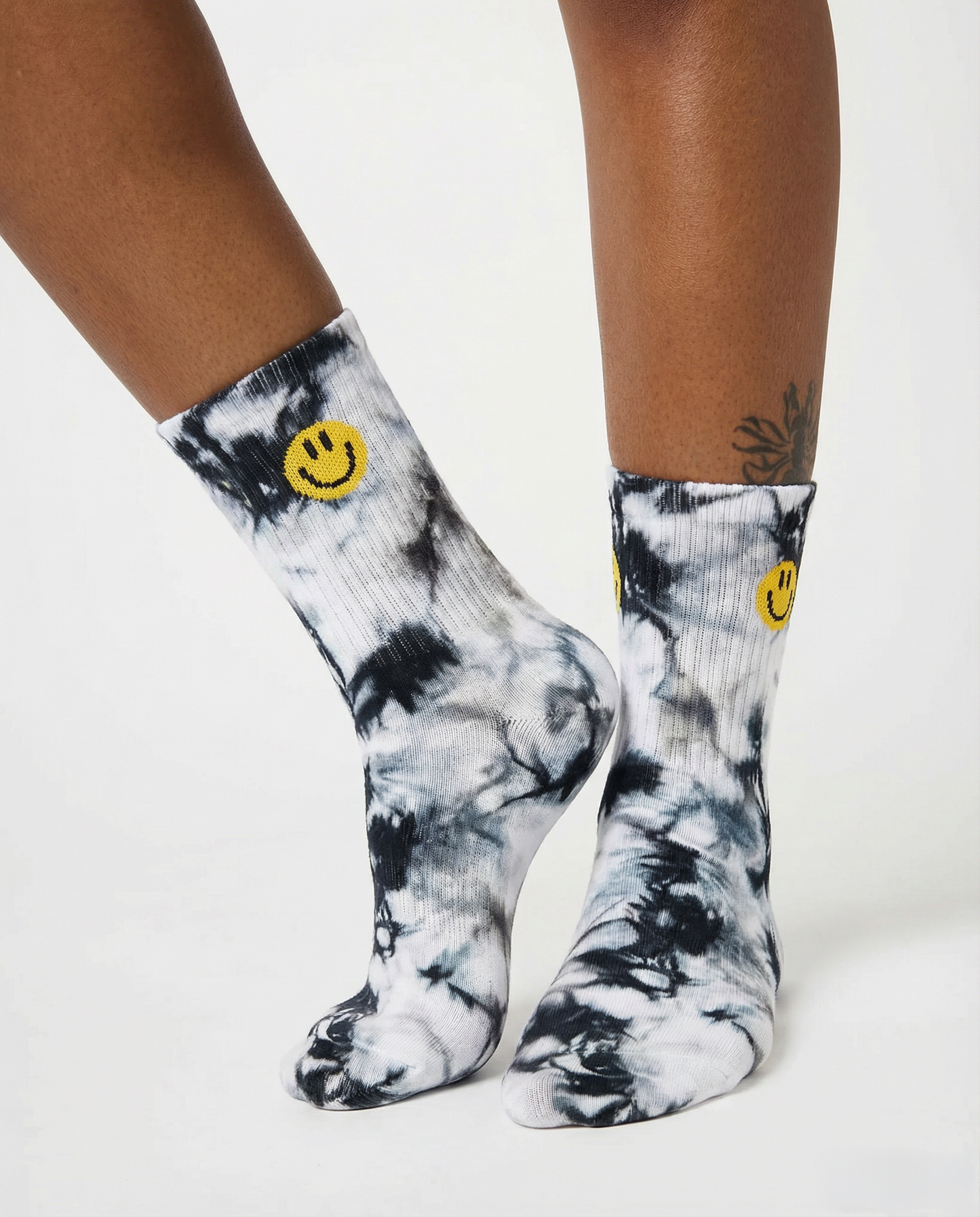 Tie Dye Crew Socks Black and white - Freshly Baked