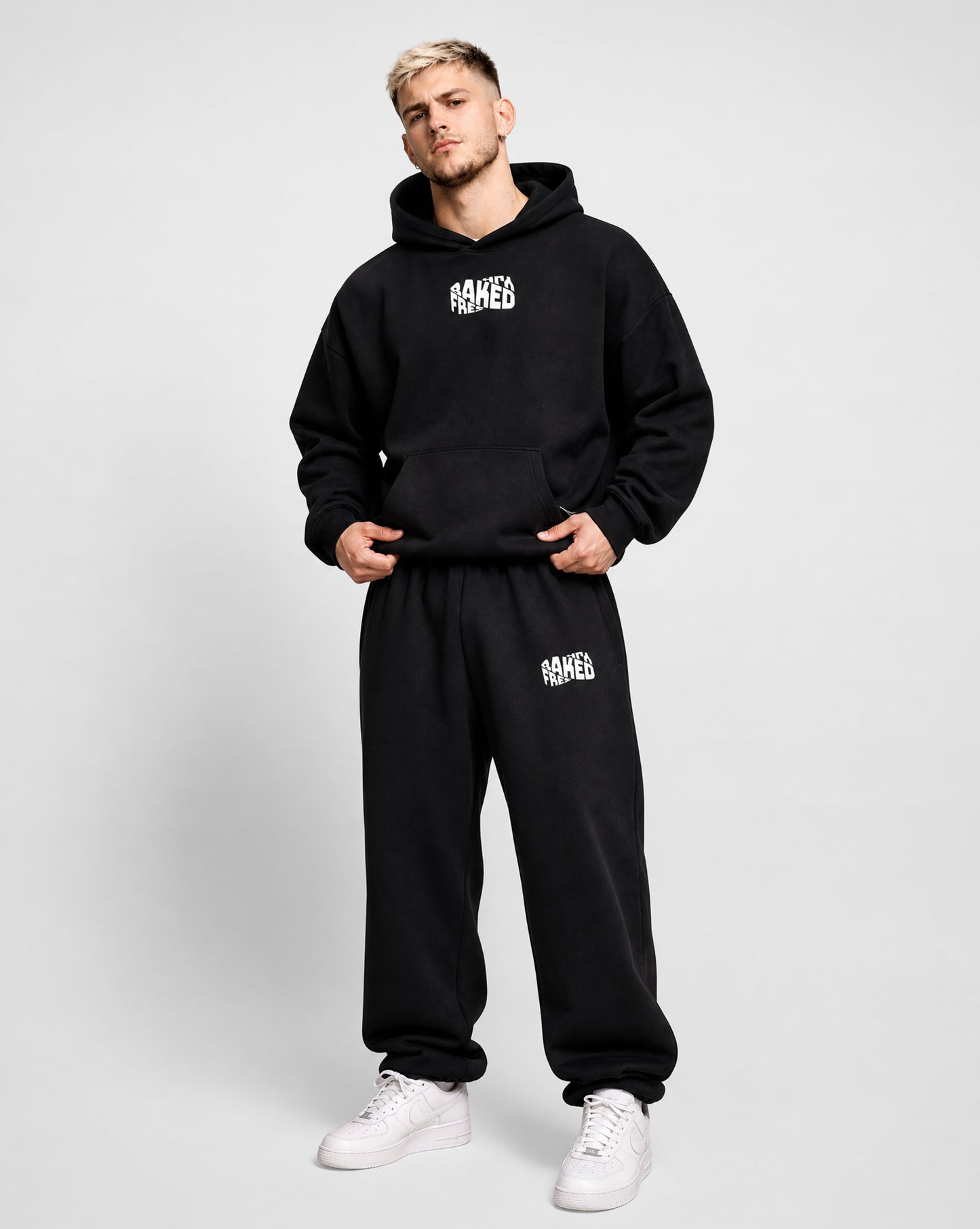 Oversized Black Vortex Hoodie - Heavy Fleeced