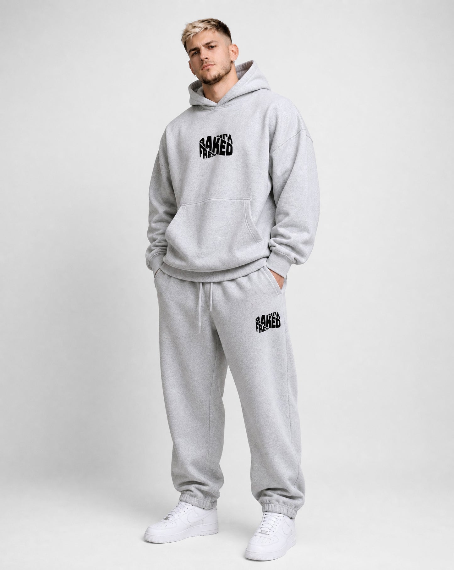 Oversized Grey Vortex Joggers - Heavy Fleeced