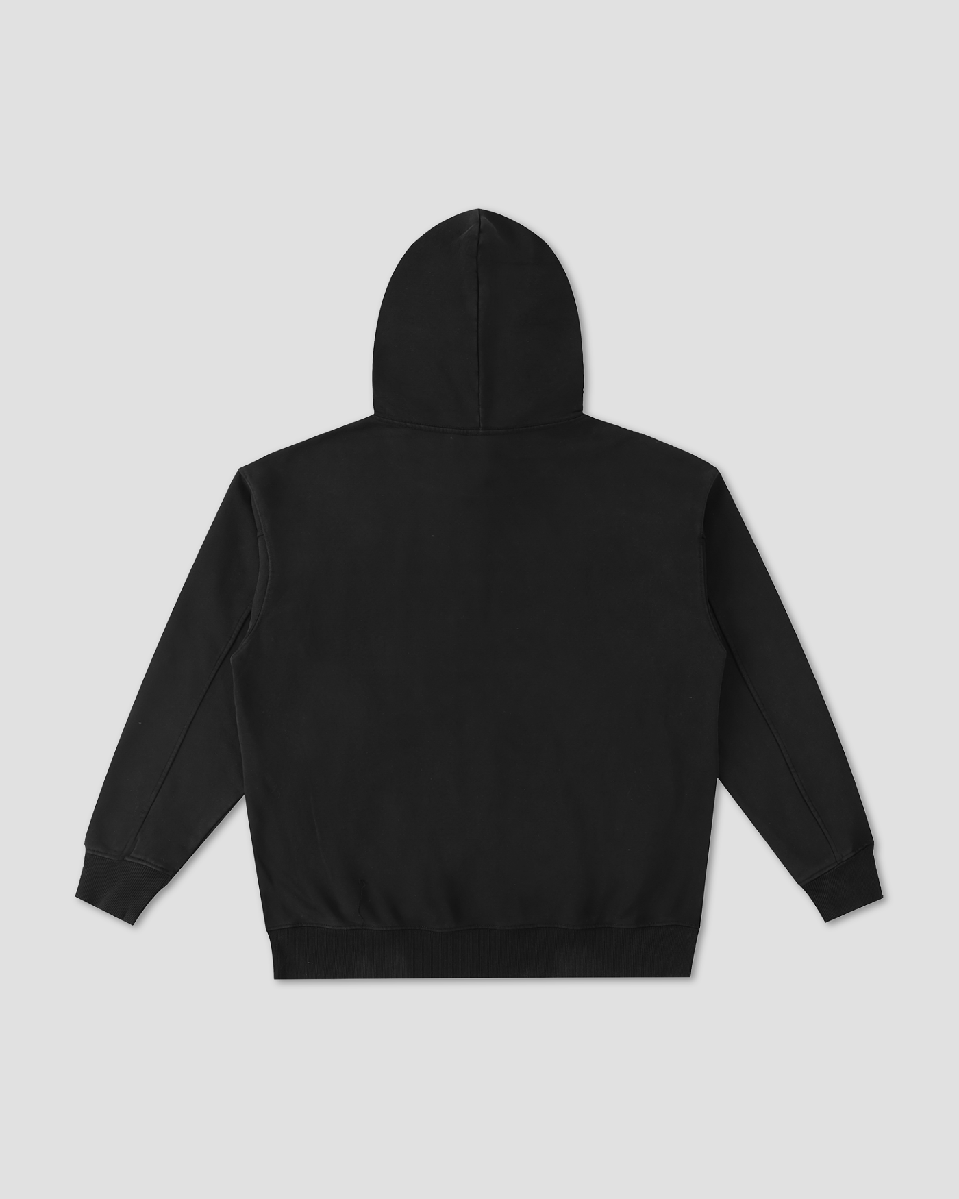 Oversized Gothic Logo Vintage Wash Heavy Hoodie - Black