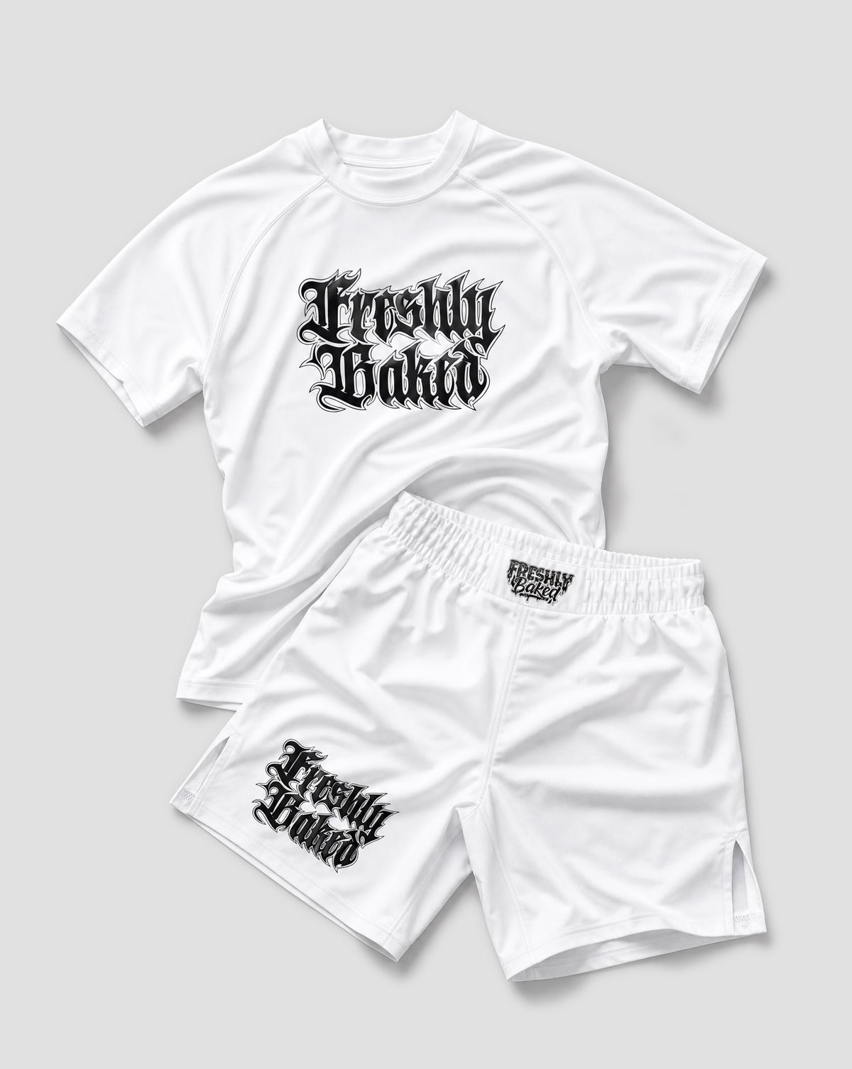 White Gothic Logo Shorts