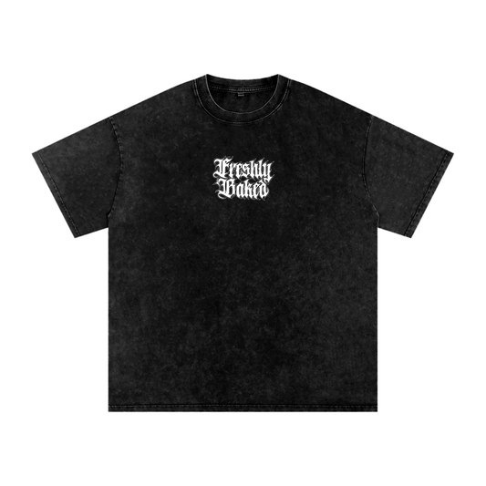 Black Acid Washed Oversized Freshly Baked Logo Tee
