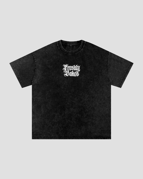 Black Acid Washed Oversized Freshly Baked Logo Tee