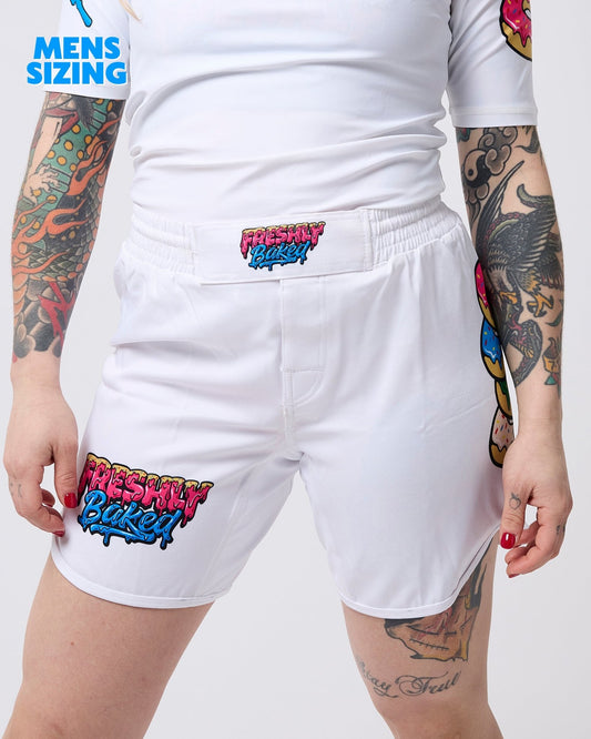White Base Grappling Shorts - Freshly Baked FightwearShorts
